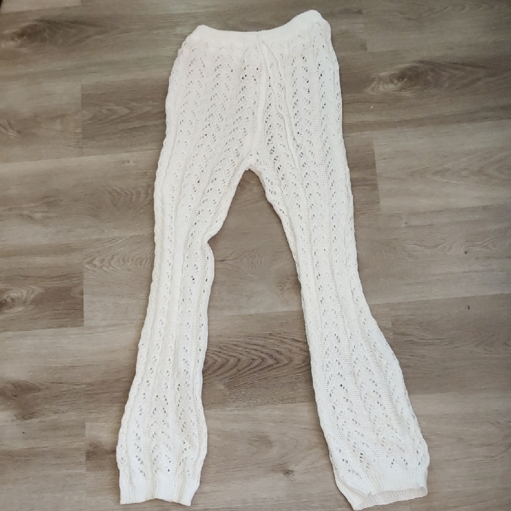 Swimwear Cover Up White Knit Bottoms